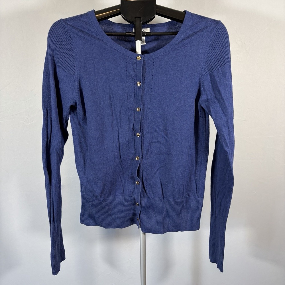 Lilly Pulitzer Large Blue Cashmere Silk Cotton L/S Cardigan Preppy Academia Twee